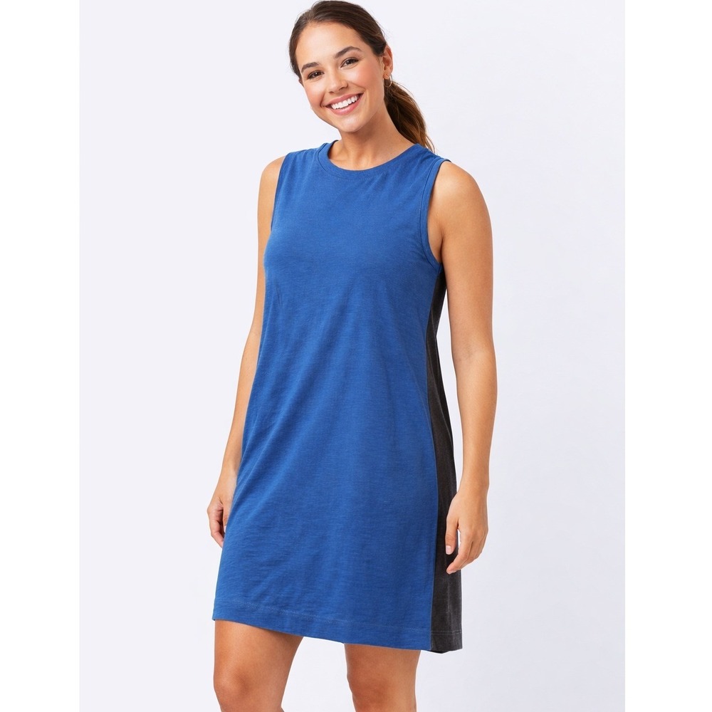 Summersalt Blue Two Toned Colorblock Pima Cotton Tank Dress Shift‎ Sleeveless- M